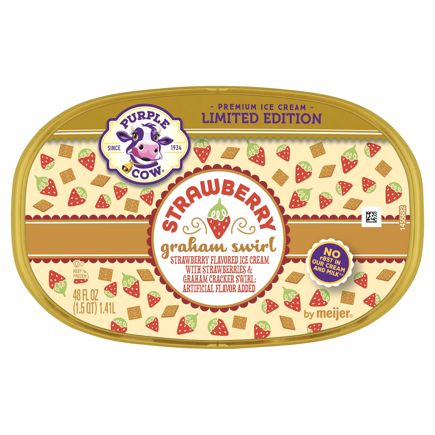 slide 5 of 5, Purple Cow Ice Cream Strawberry Graham Swirl, 1.5 qt