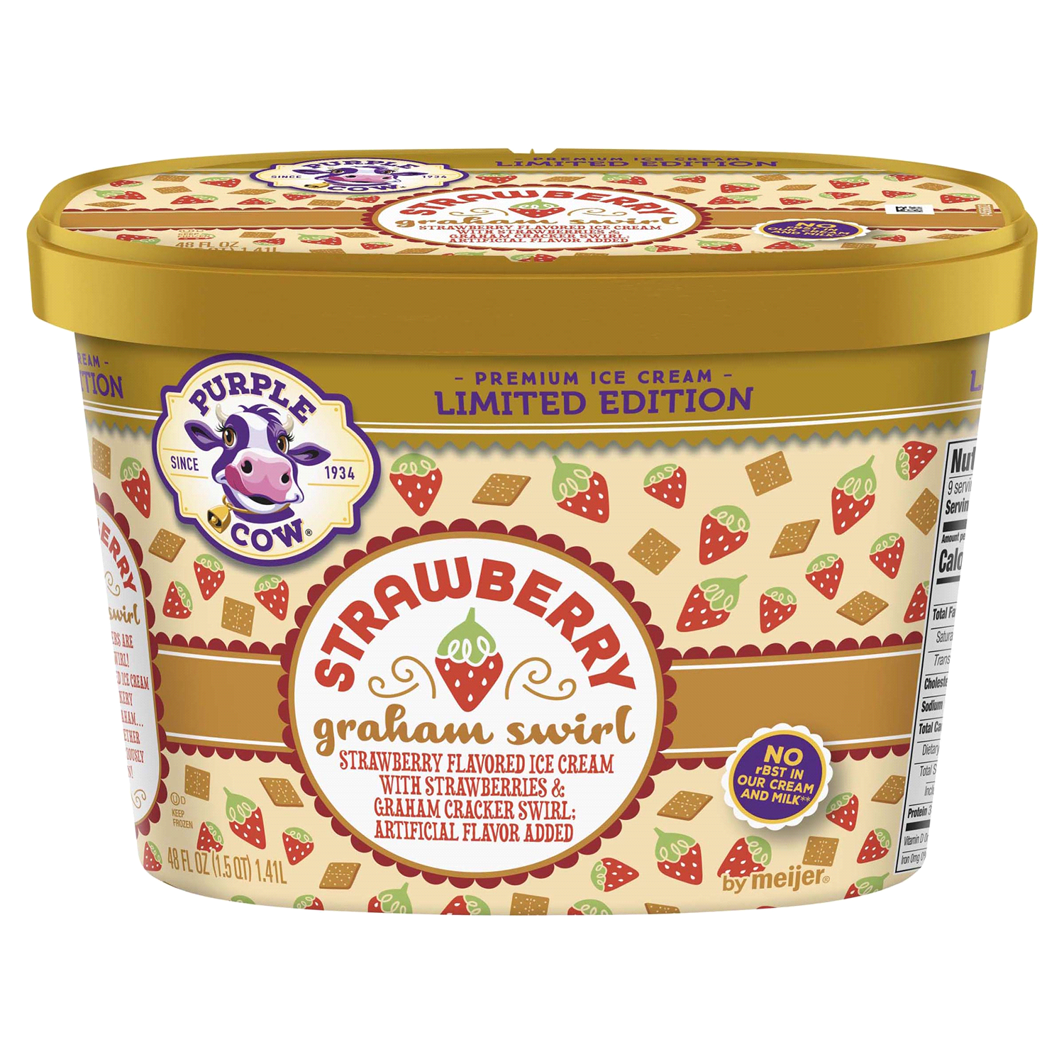 slide 1 of 5, Purple Cow Ice Cream Strawberry Graham Swirl, 1.5 qt