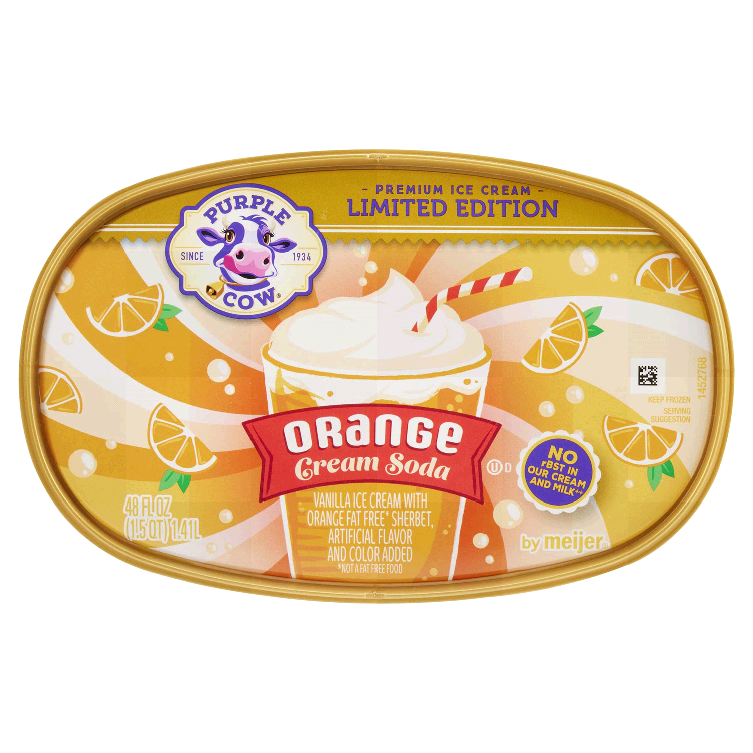 slide 5 of 5, Purple Cow Ice Cream Orange Creme Soda 4, 1.5 qt