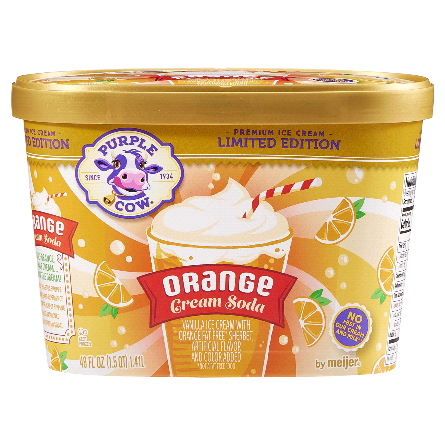 slide 1 of 5, Purple Cow Ice Cream Orange Creme Soda 4, 1.5 qt