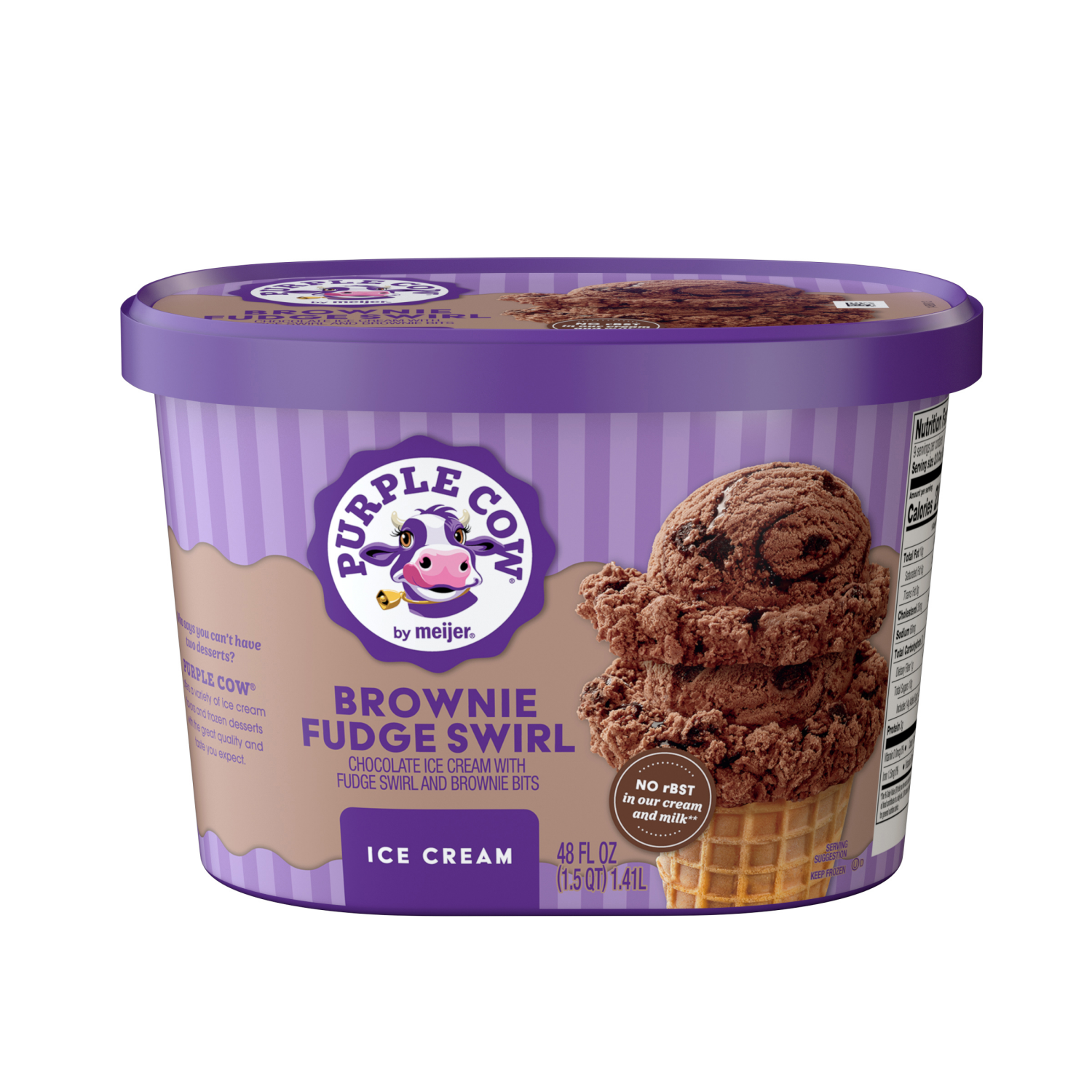 slide 1 of 5, Purple Cow Ice Cream Brownie Fudge Swirl, 1.5 qt