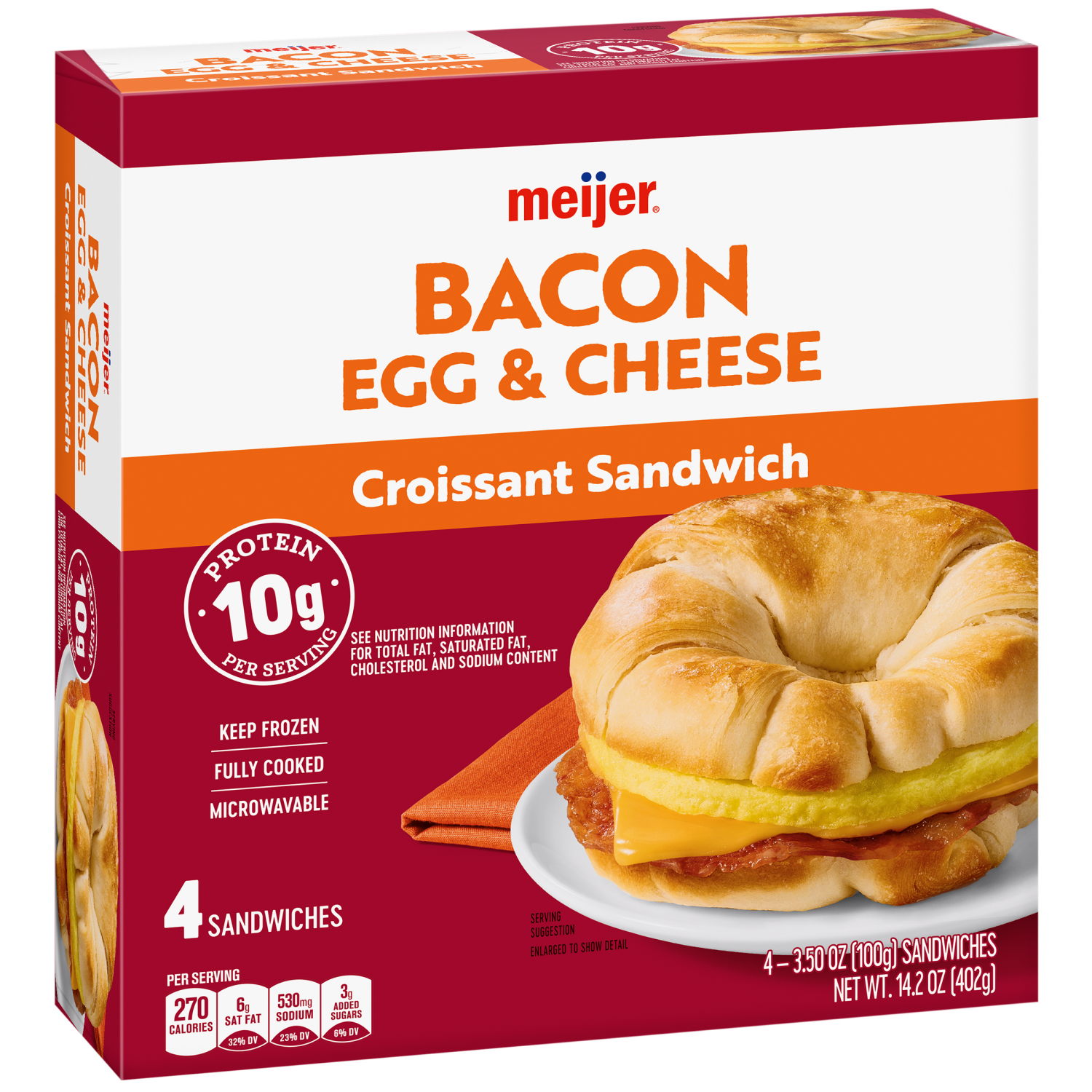 slide 4 of 5, Meijer Bacon Egg and Cheese Croissant, Frozen, 4 Count, 4 ct