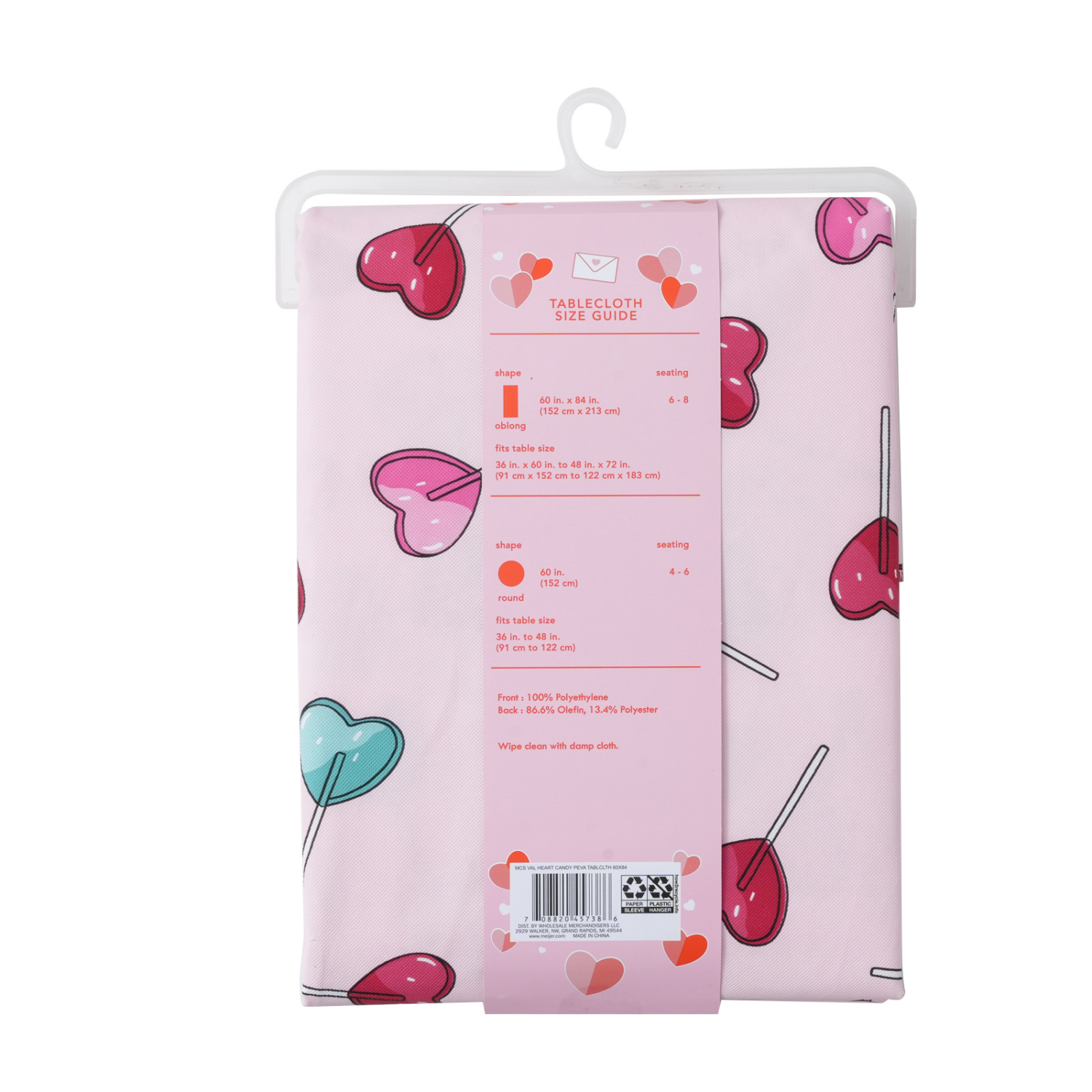 slide 2 of 3, Meijer Corporate Seasonal MCS Val Heart Candy Peva Tablecloth, 60 in x 84 in, 60 inx84 in