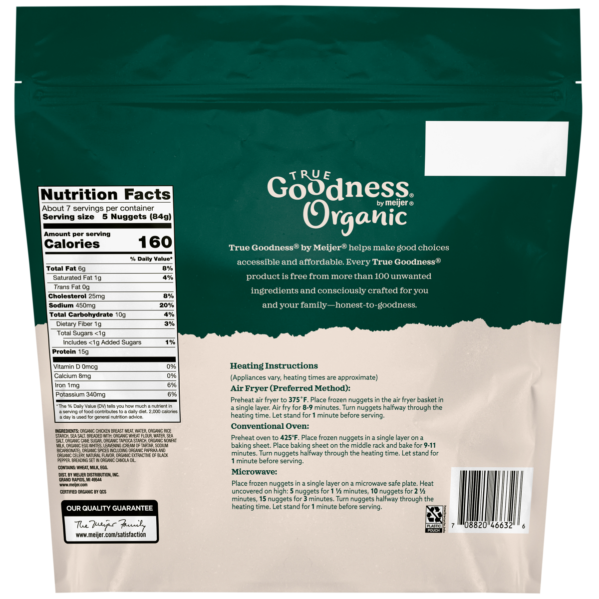 slide 2 of 2, True Goodness Organic Lightly Breaded Chicken Nugget, 22oz, 22 oz