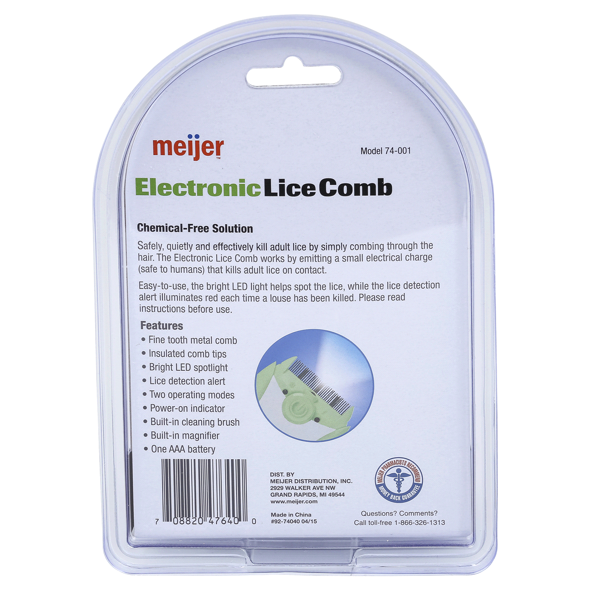 slide 2 of 2, Meijer Electronic Lice Comb, 1 ct