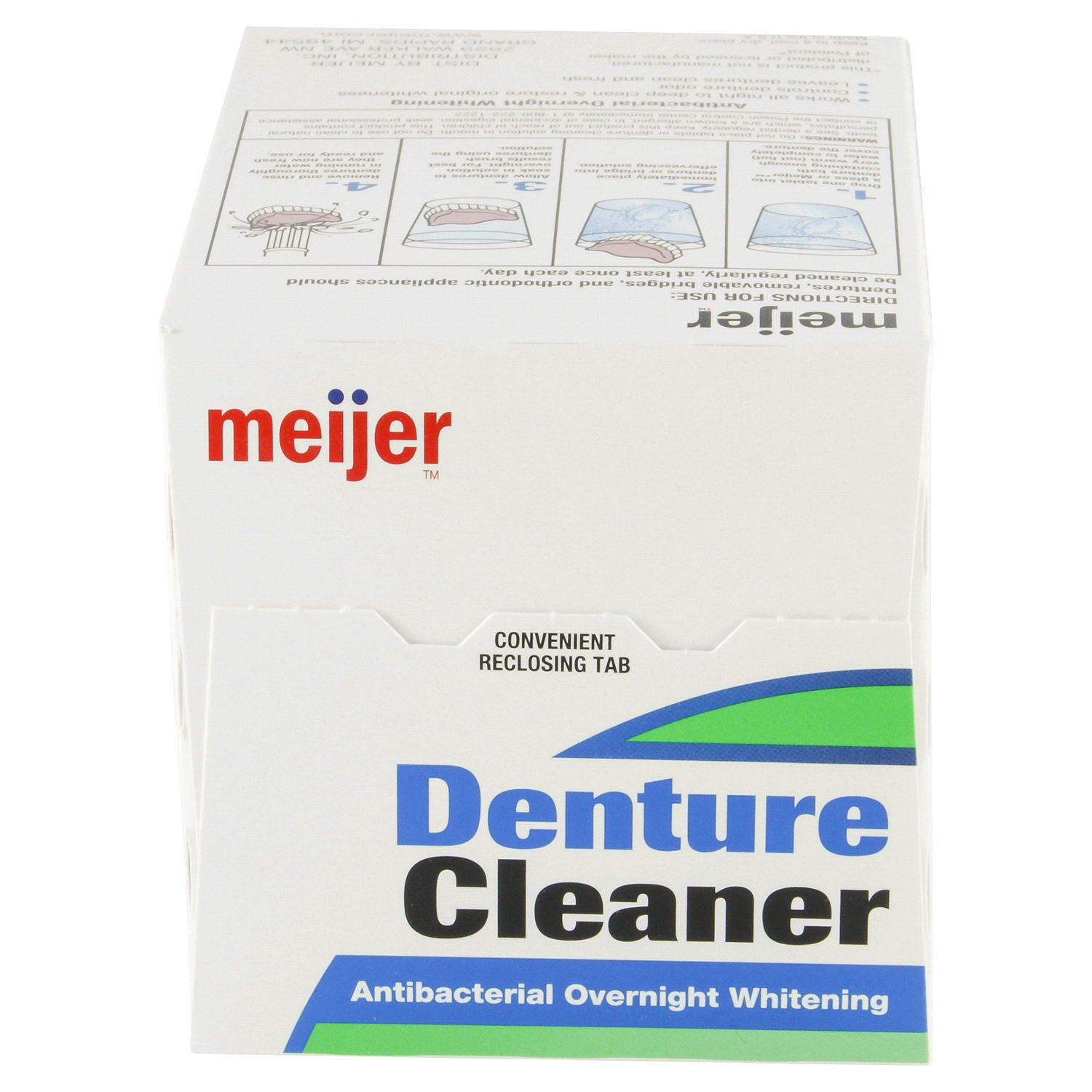 slide 4 of 4, Meijer Antibacterial Overnight Denture Cleaner Tablets, Whitening, 102 ct, 102 ct