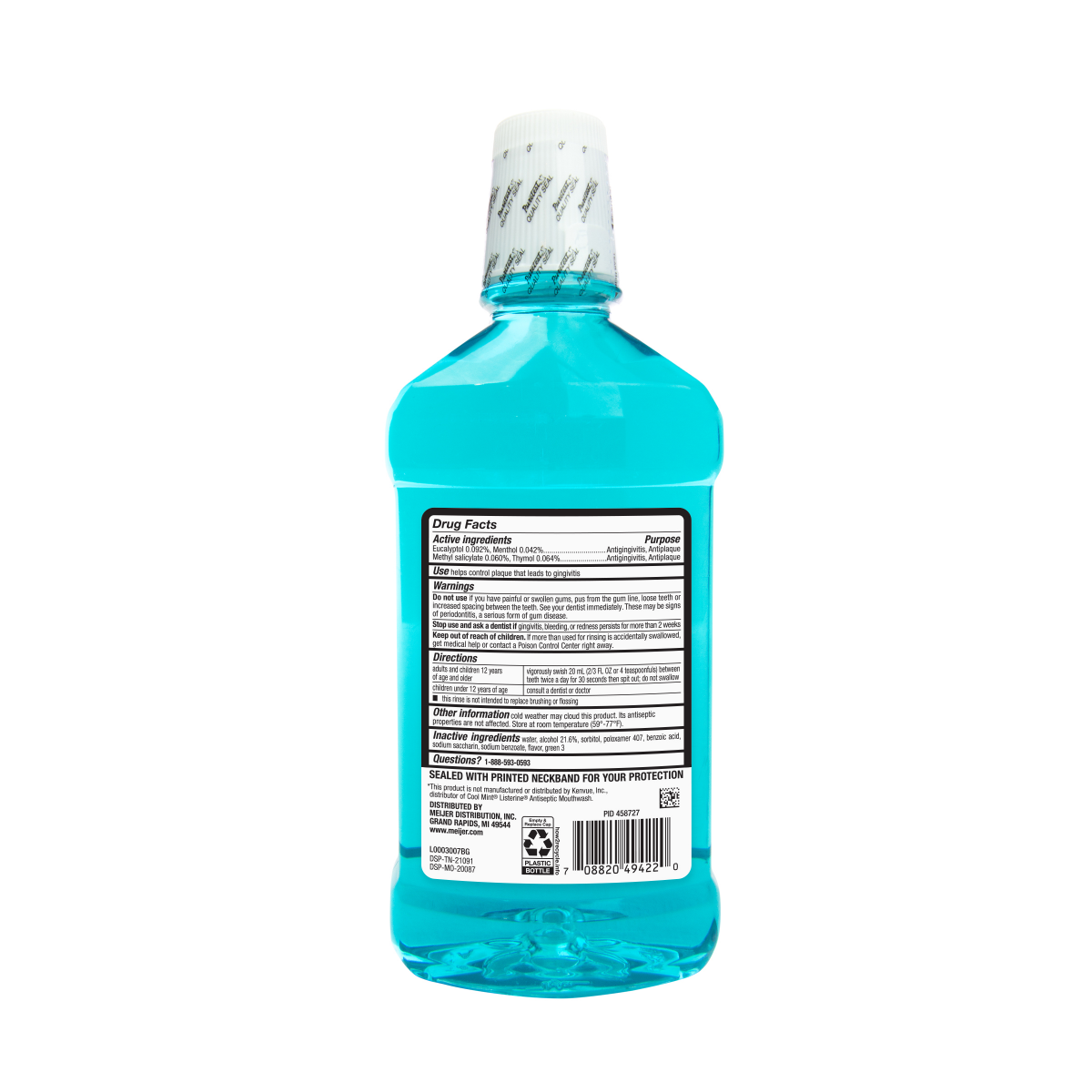 slide 2 of 2, Meijer Antiseptic Mouthwash, Blue Mint, 16.9 oz