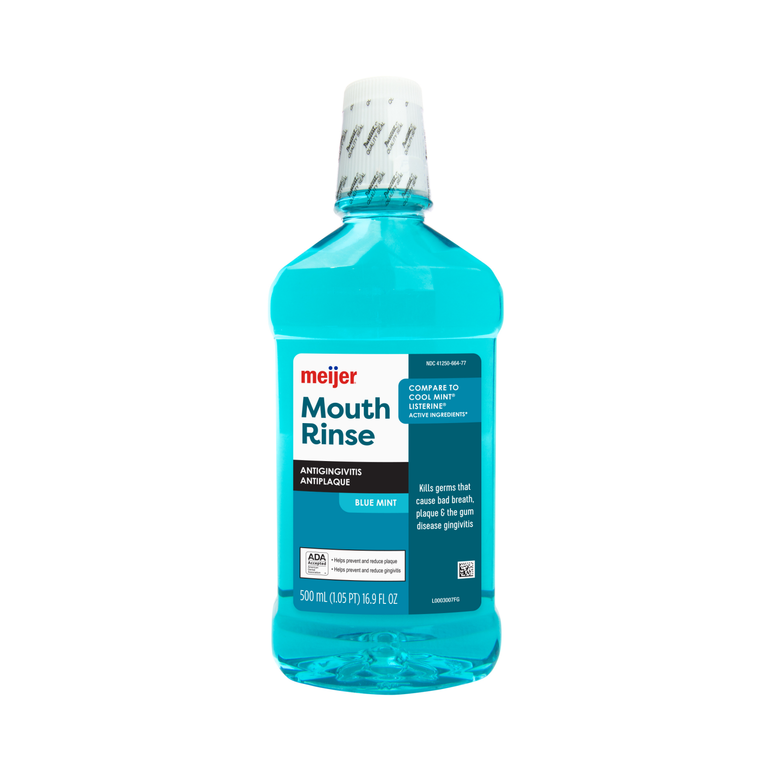 slide 1 of 2, Meijer Antiseptic Mouthwash, Blue Mint, 16.9 oz