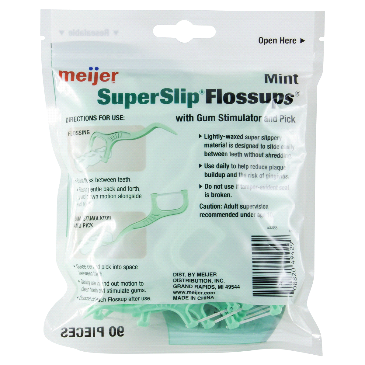 slide 2 of 2, Meijer Super Slip Mint Floss up, 90 ct