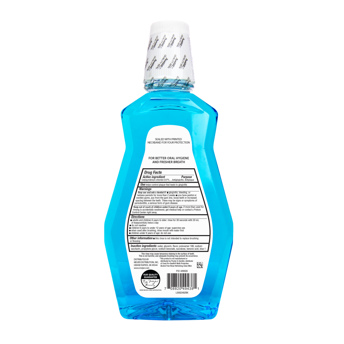 slide 2 of 2, Meijer Alcohol Free Antiseptic Mint Mouthwash, 33.8 oz