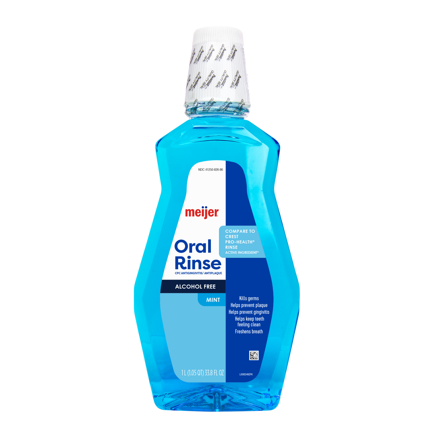 slide 1 of 2, Meijer Alcohol Free Antiseptic Mint Mouthwash, 33.8 oz