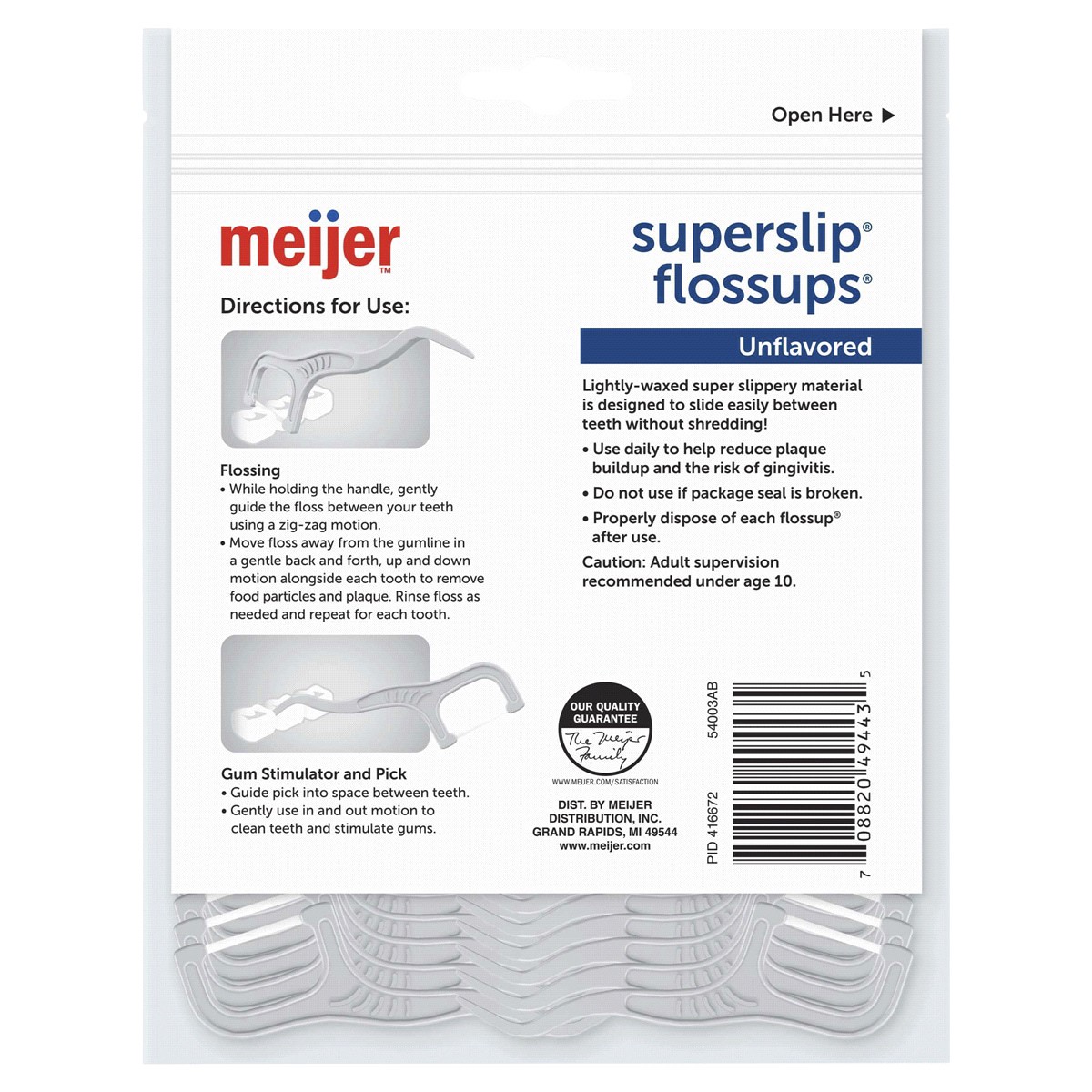 slide 2 of 2, Meijer Unflavored SuperSlip Flosser with Gum Stimulator pick, 90 ct