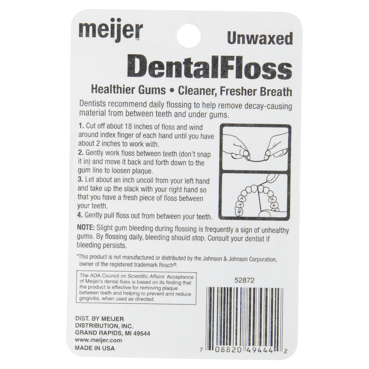 slide 2 of 2, Meijer Unwaxed, Unflavored Dental Floss, 100 yd