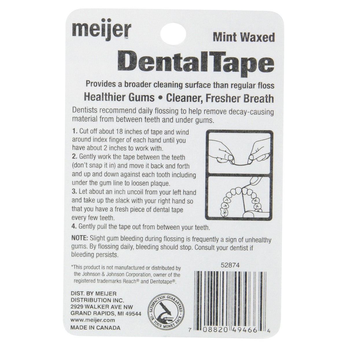 slide 2 of 2, Meijer Mint Waxed Dental Tape, 100 yd, 100 YD    