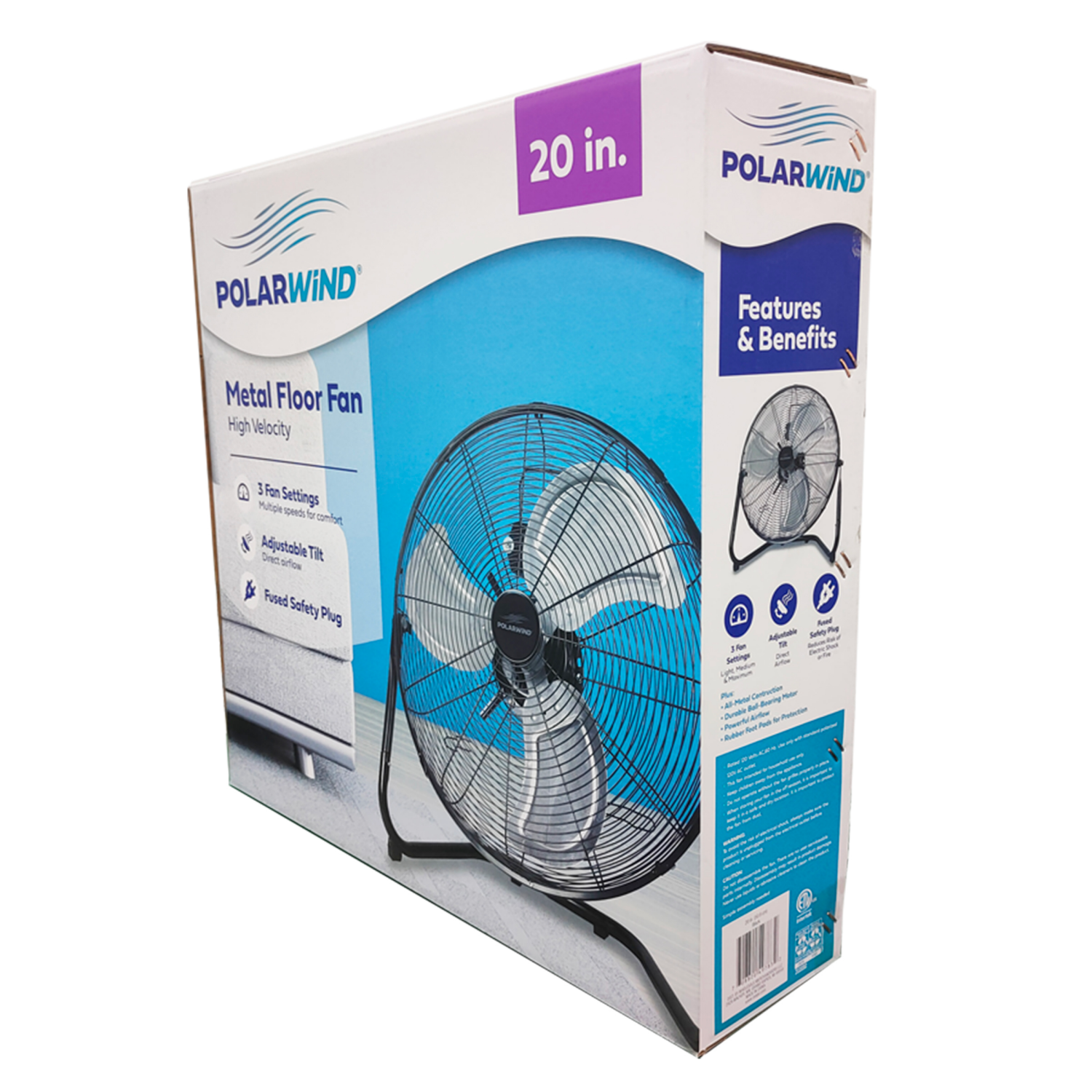 slide 2 of 2, Polar Wind High Velocity Metal Floor Fan, 20 Inch, 20 in