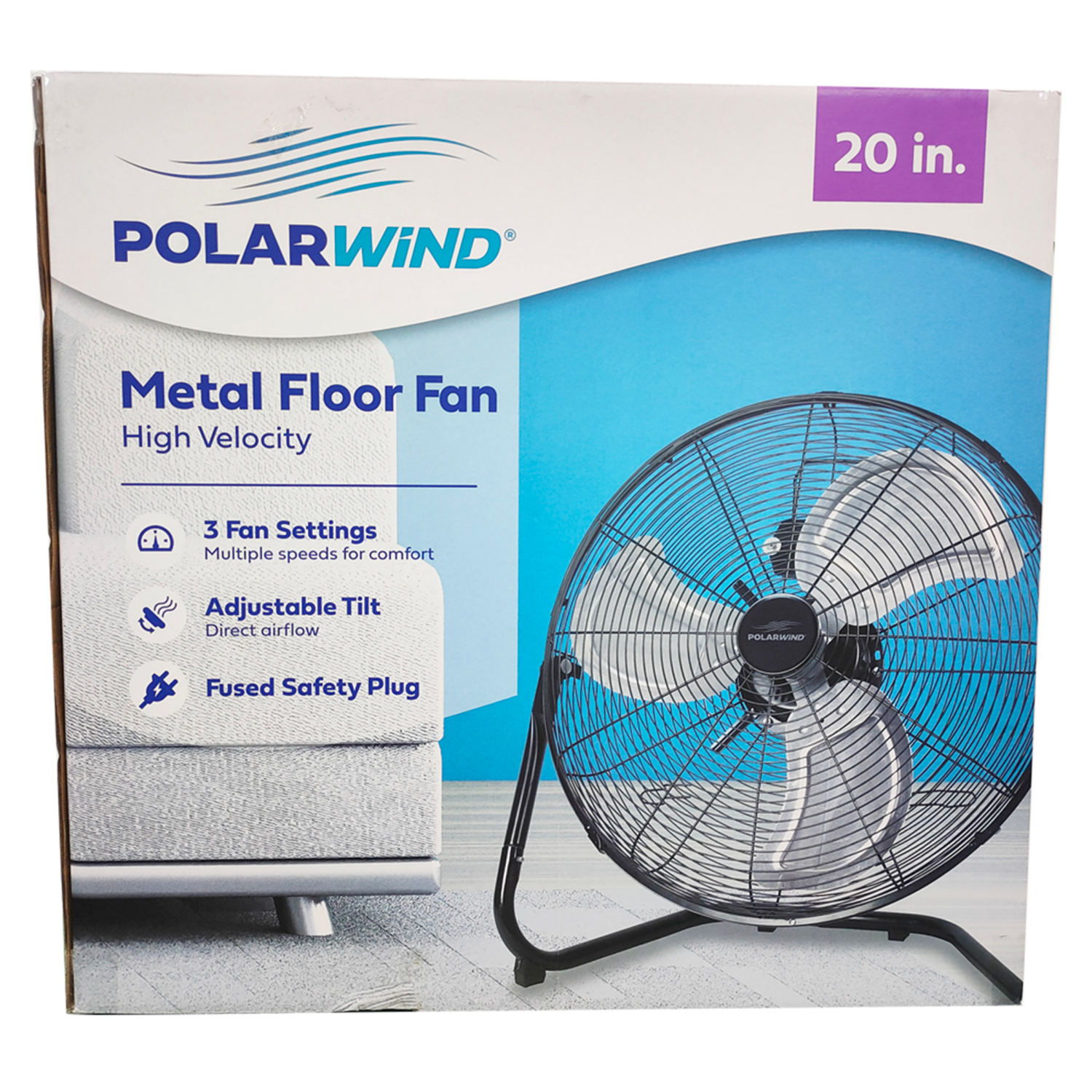 slide 1 of 2, Polar Wind High Velocity Metal Floor Fan, 20 Inch, 20 in