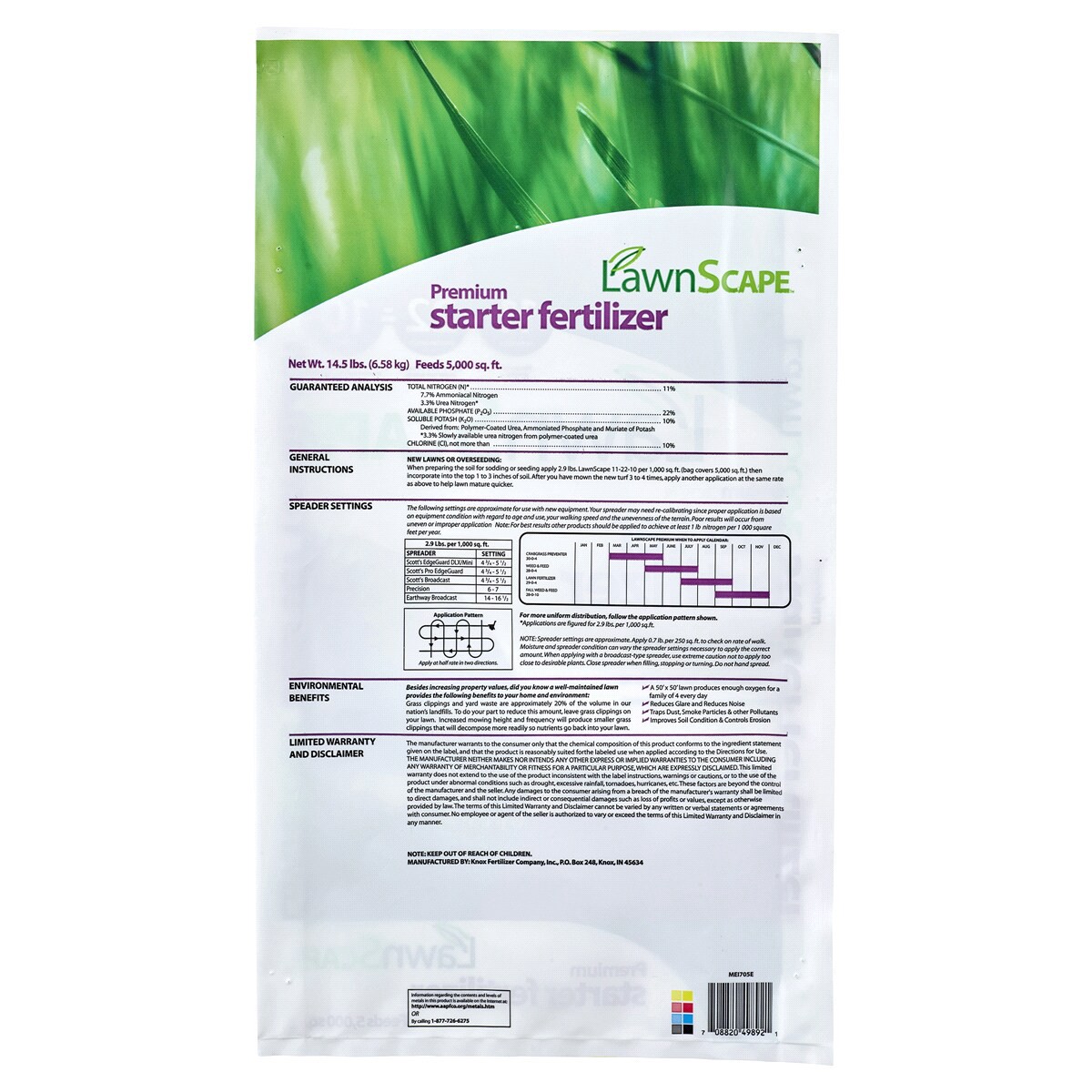 slide 2 of 2, LawnScape Starter Fertilizer 11-22-10 5,000 sq. ft., 5m