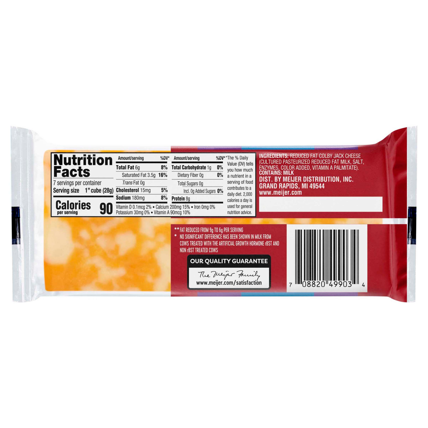 slide 2 of 2, Meijer Chunk Reduced Fat Colby Jack Cheese, 7 oz