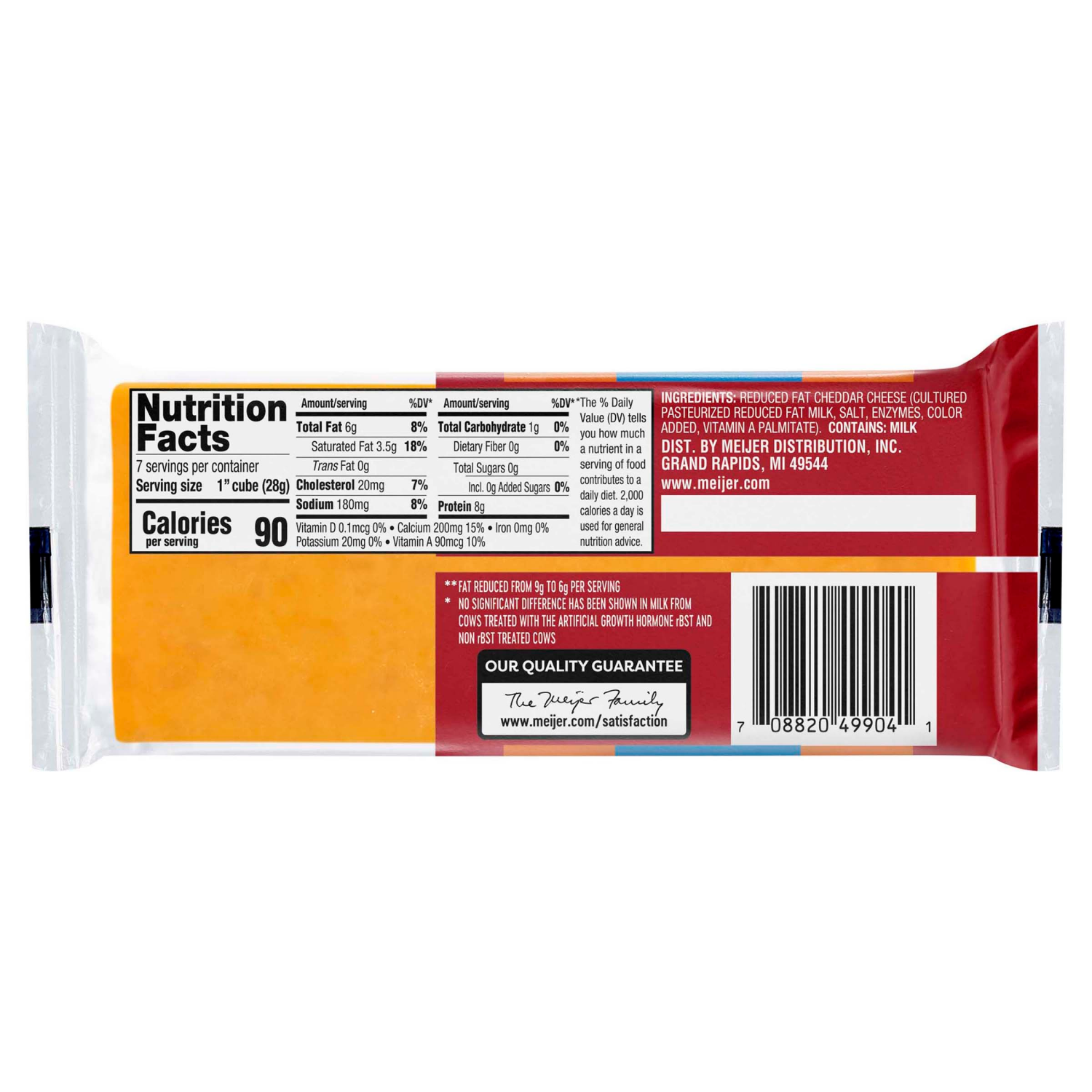 slide 2 of 2, Meijer Chunk Reduced Fat Sharp Cheddar Cheese - 7 oz, 7 oz