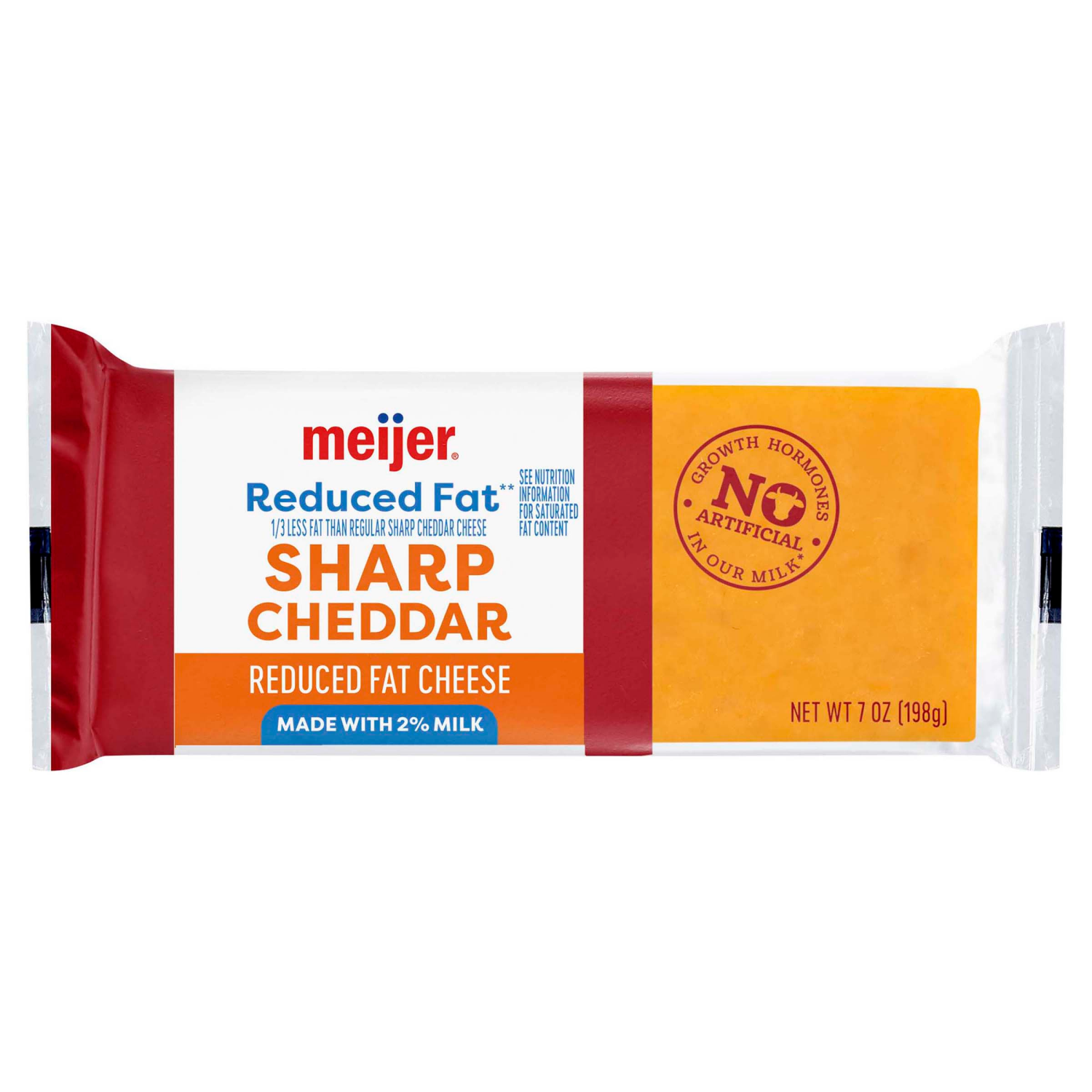 slide 1 of 2, Meijer Chunk Reduced Fat Sharp Cheddar Cheese - 7 oz, 7 oz