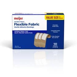 Meijer Flexible Fabric Adhesive Bandages, Antibacterial