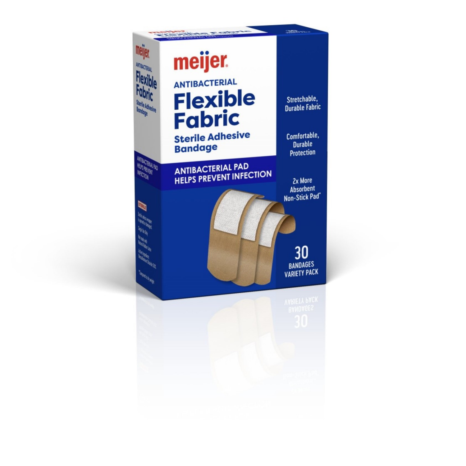 slide 3 of 4, Meijer Fabric Antibacterial Bandage Assortment, 30 ct