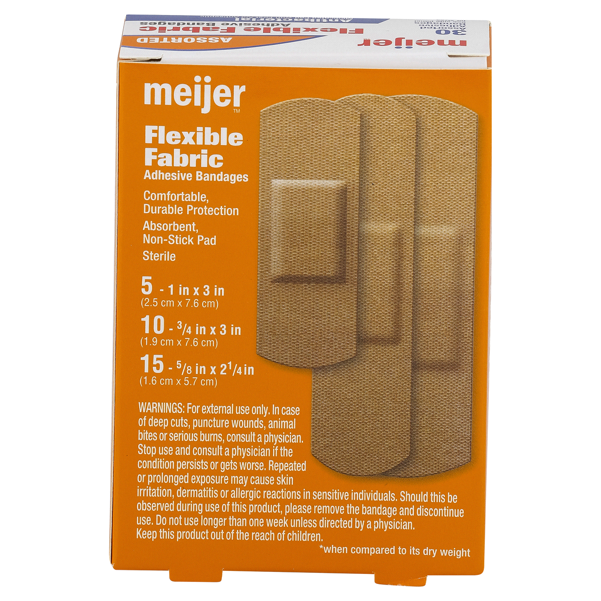 slide 5 of 5, Meijer Fabric Antibacterial Bandage Assortment, 30 ct