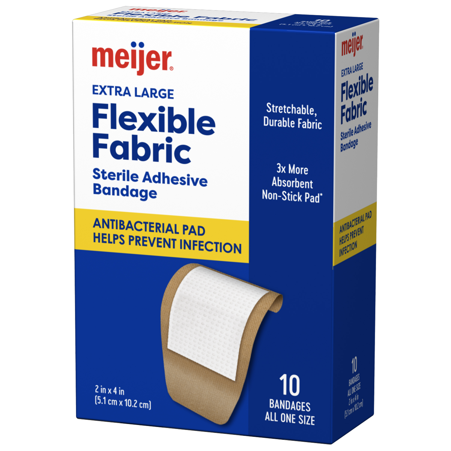 slide 3 of 4, Meijer Flexible Fabric Adhesive Bandages, Antibacterial, XL, 10 ct