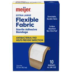 Meijer Flexible Fabric Adhesive Bandages, Antibacterial, XL