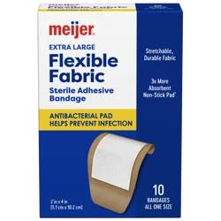 Meijer Flexible Fabric Adhesive Bandages, Antibacterial, XL