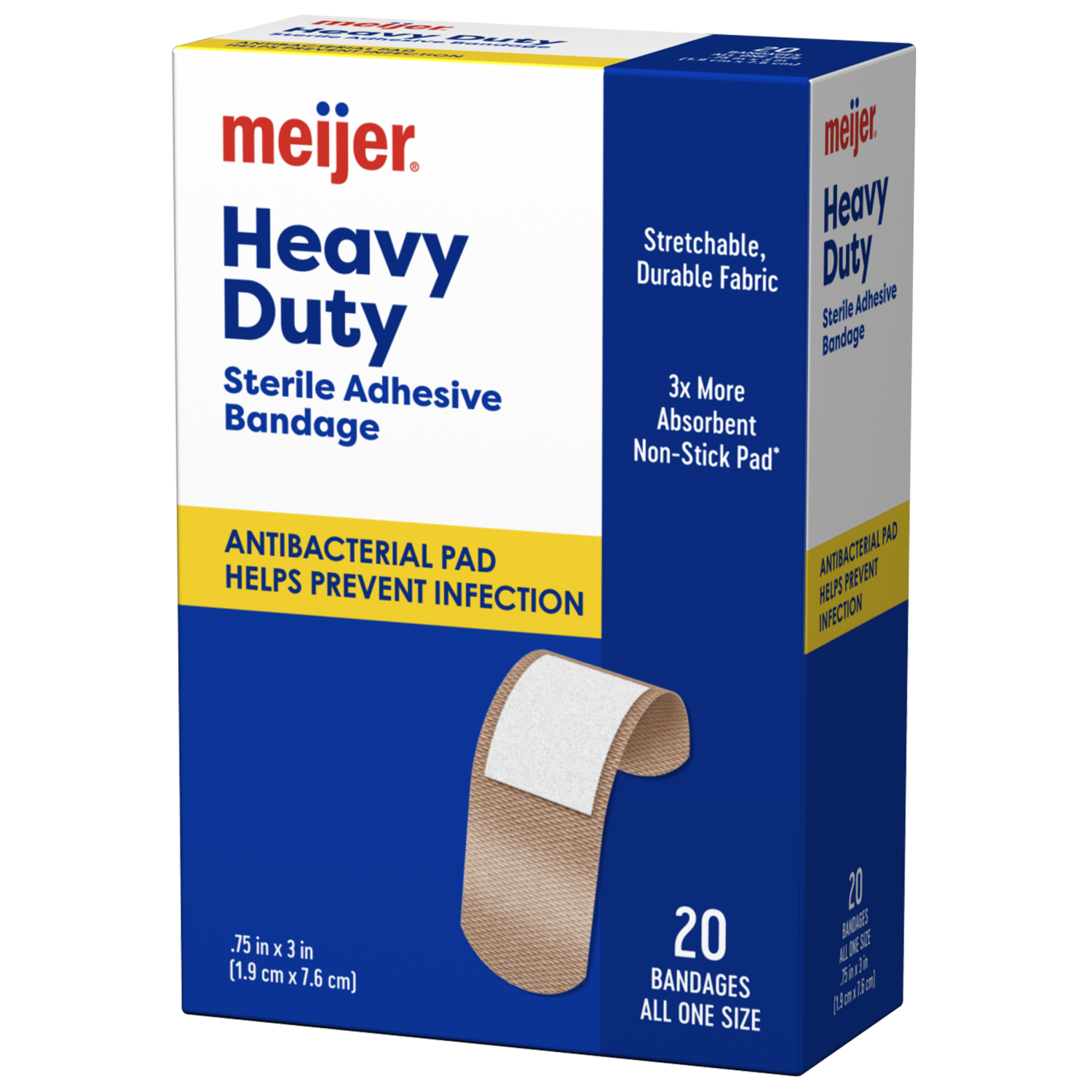slide 3 of 4, Meijer Heavy Duty Adhesive Bandages, Antibacterial, 20 ct