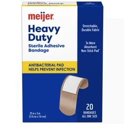 Meijer Heavy Duty Adhesive Bandages, Antibacterial