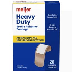 Meijer Heavy Duty Adhesive Bandages, Antibacterial