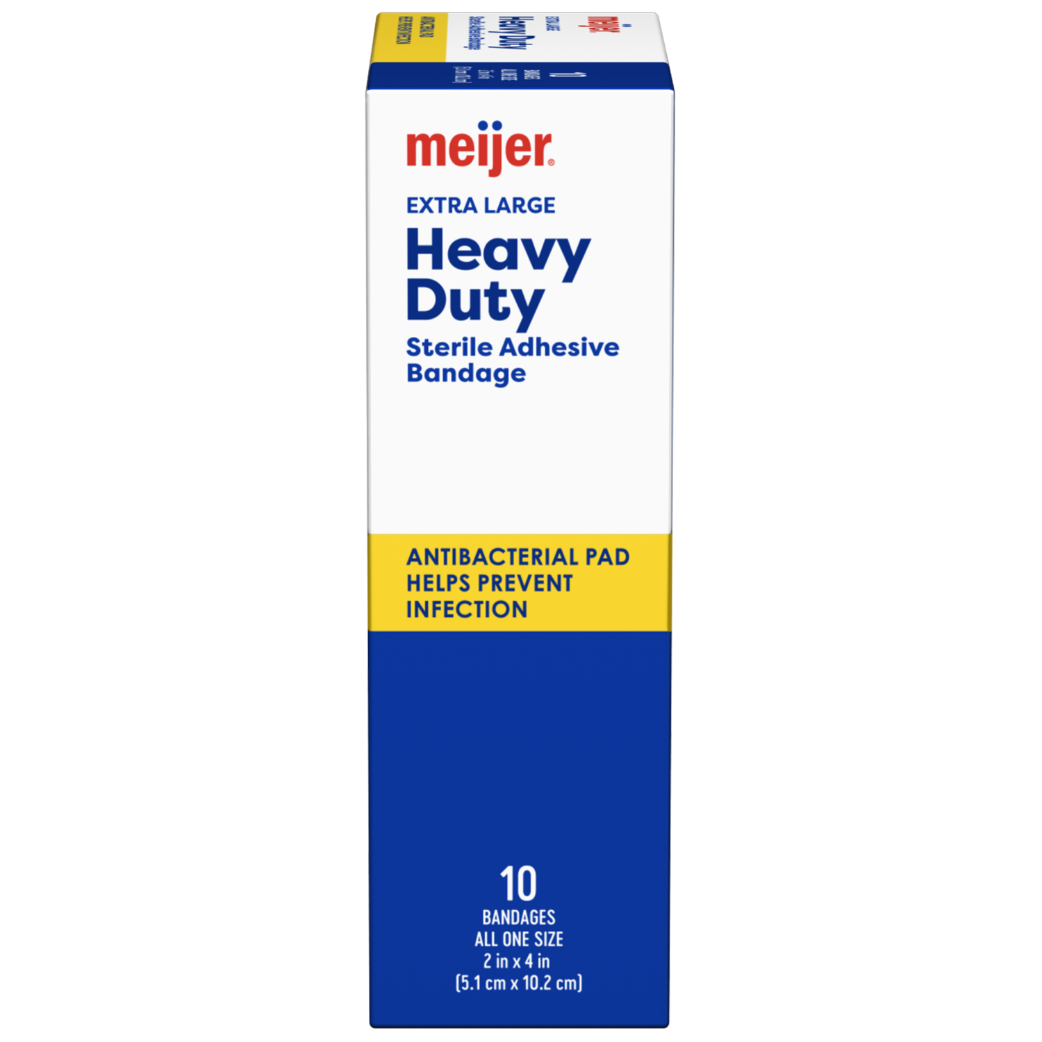 slide 4 of 4, Meijer Heavy Duty Adhesive Bandages, Antibacterial, 10 XL Bandages, 10 ct