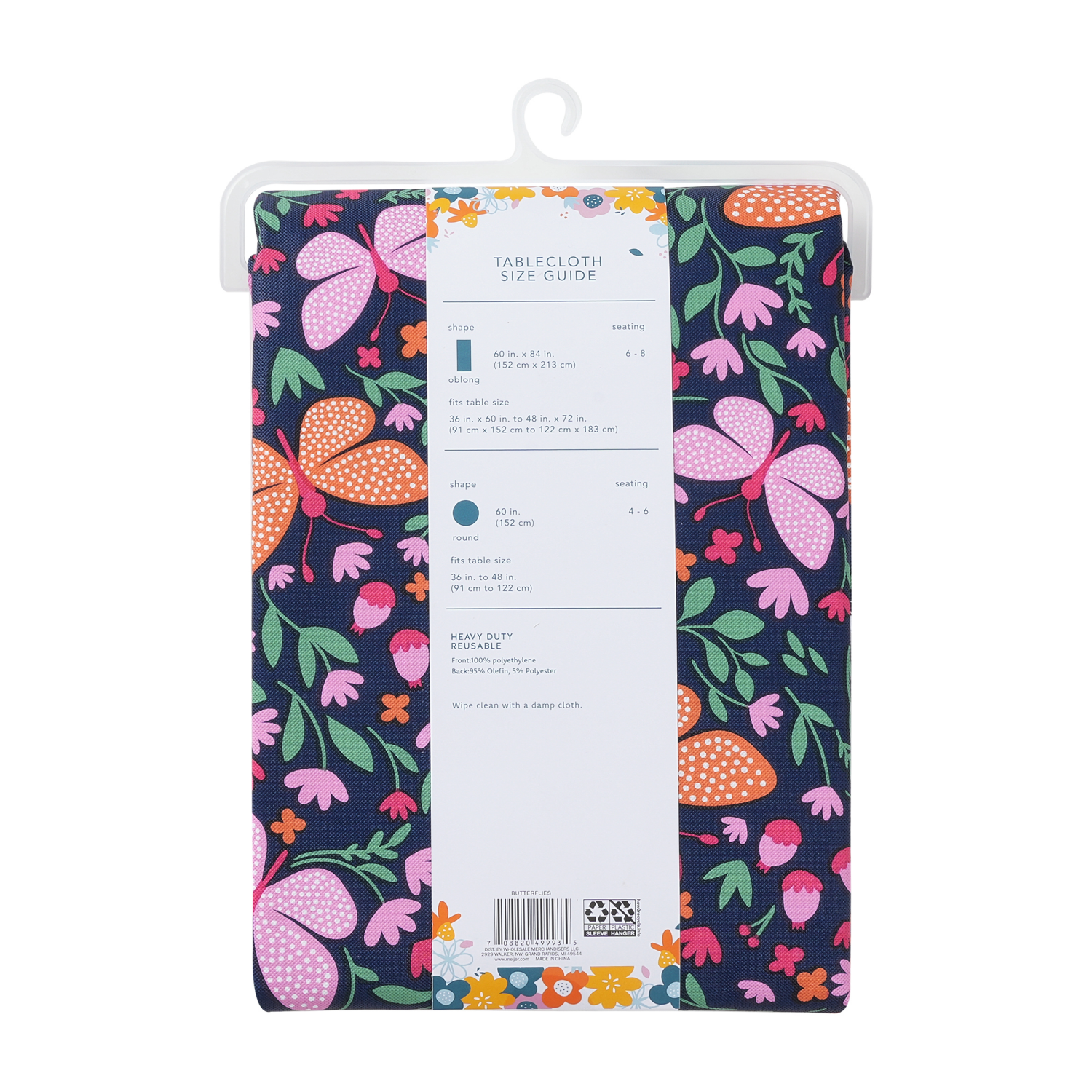 slide 2 of 4, Meijer Corporate Seasonal Mcs Spring Butterflies Peva Tablecloth, 60 In X 84 In, 60 x 84 