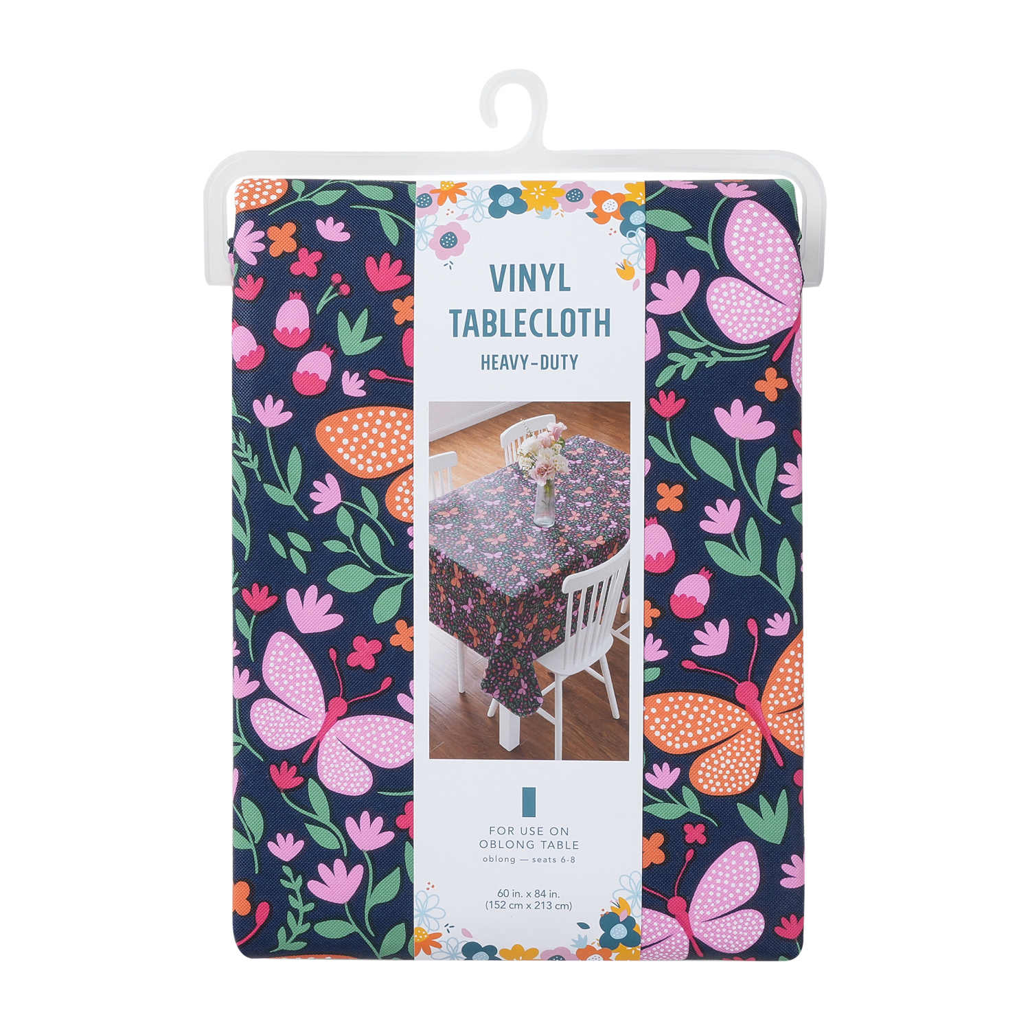 slide 4 of 4, Meijer Corporate Seasonal Mcs Spring Butterflies Peva Tablecloth, 60 In X 84 In, 60 x 84 