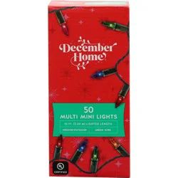 Mini Lights, Multicolor, Green Wire, 50 Count