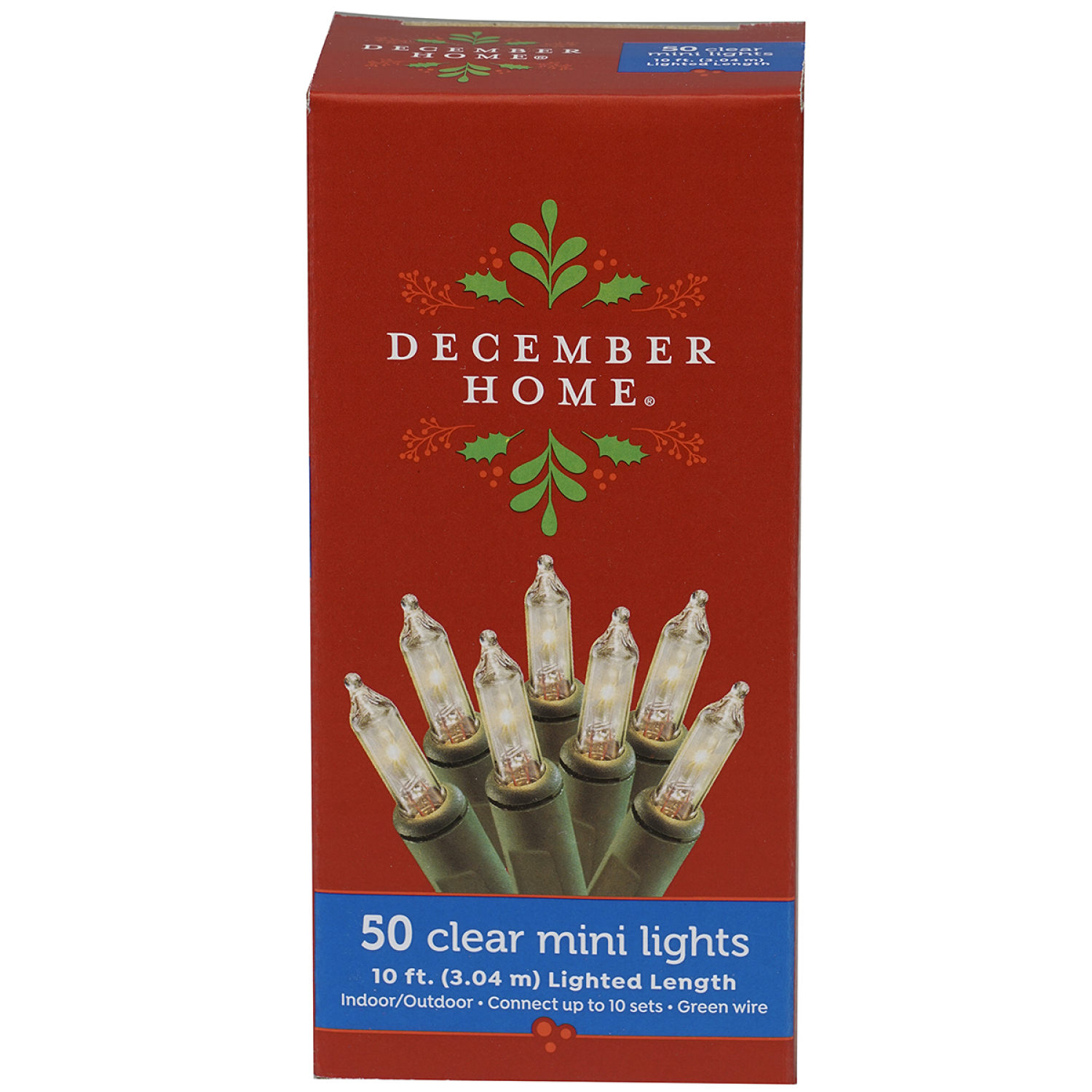 slide 1 of 2, December Home Mini Light Set, Clear Color with Green Wire, 50 ct