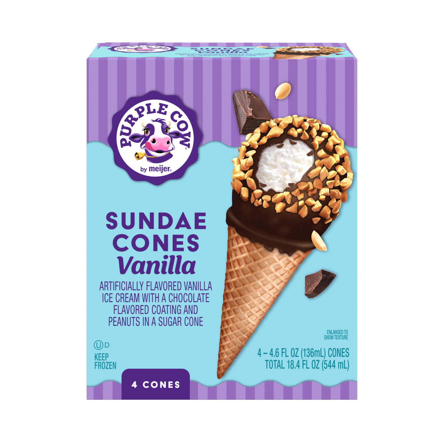 slide 1 of 6, Purple Cow Vanilla Ice Cream Sundae Cones, 4 ct