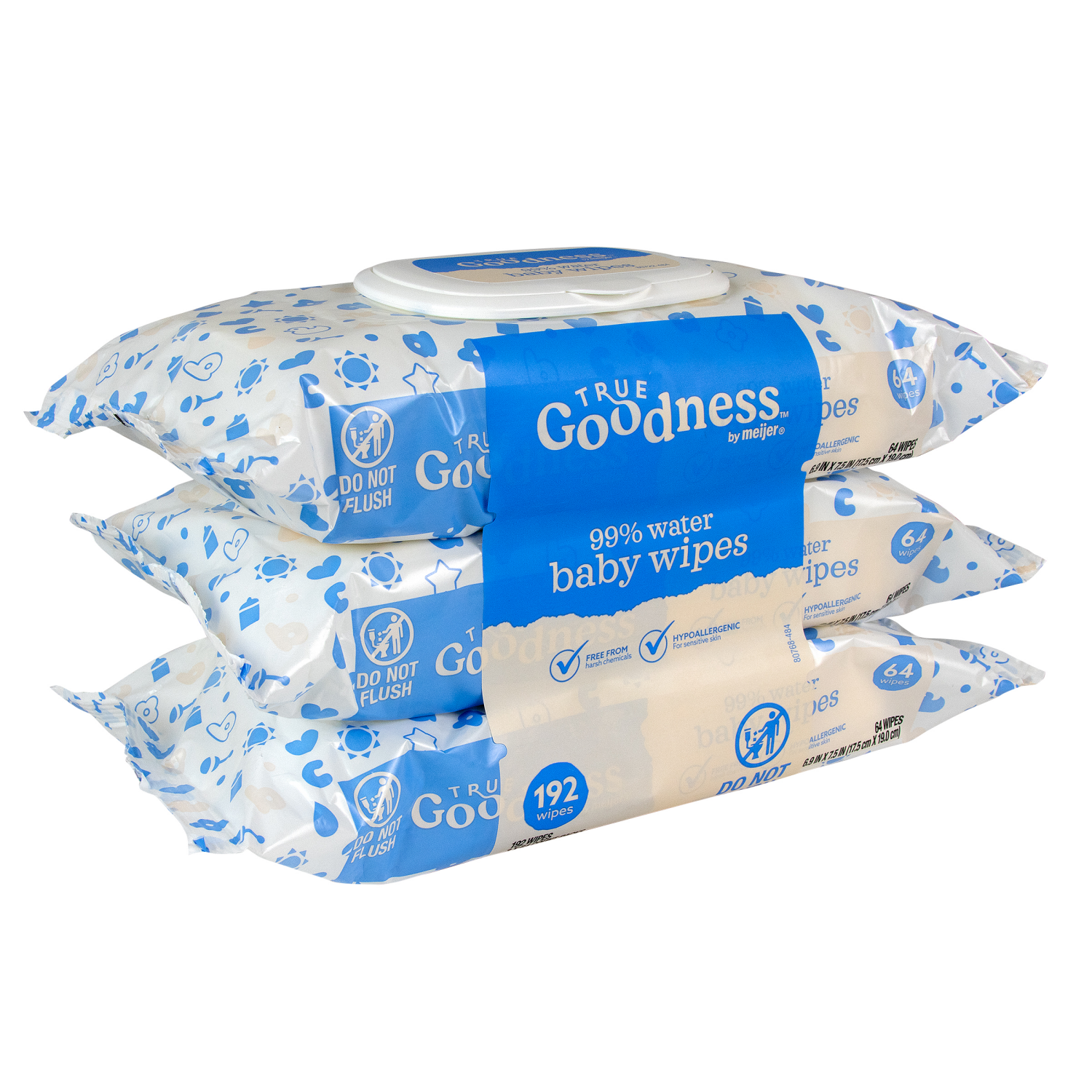 slide 6 of 8, True Goodness WaterSoft Baby Wipes, 6.9 in x 7.5 in, 3 pk, 192 ct, 192 ct