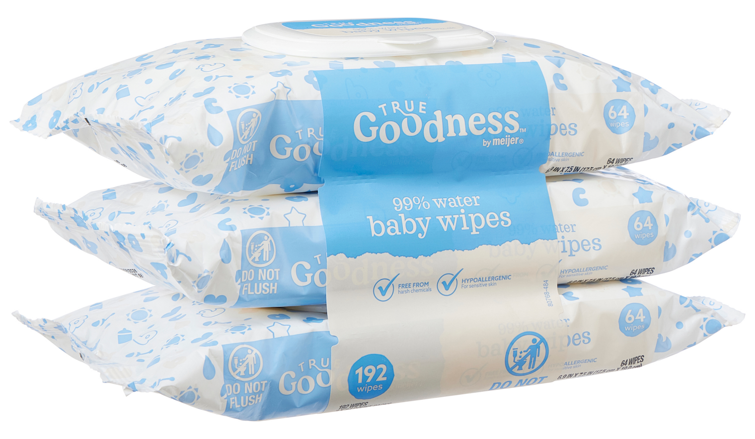 slide 7 of 8, True Goodness WaterSoft Baby Wipes, 6.9 in x 7.5 in, 3 pk, 192 ct, 192 ct