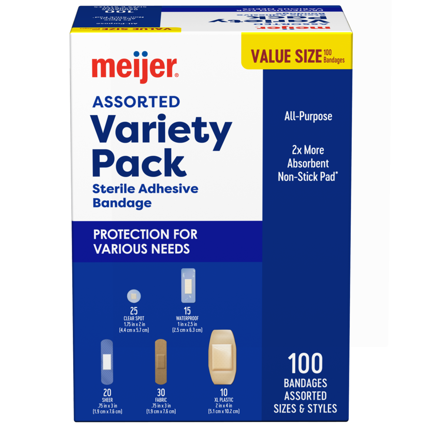 slide 2 of 6, Meijer Variety Pack Adhesive Bandages, 100 ct