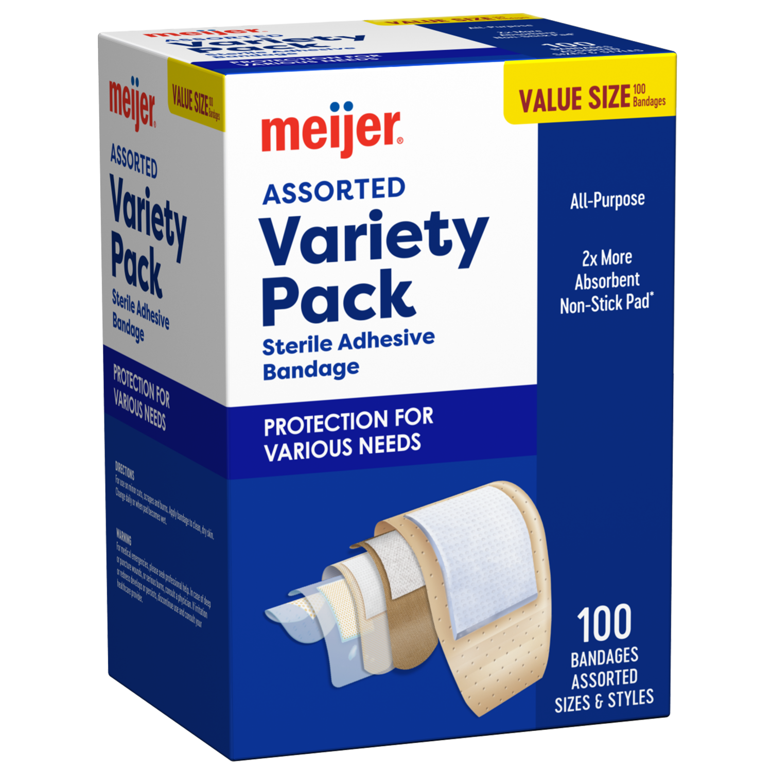 slide 3 of 6, Meijer Variety Pack Adhesive Bandages, 100 ct
