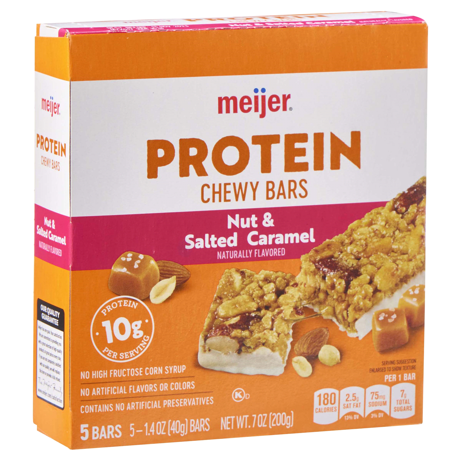 slide 4 of 4, Meijer Nuts & Salted Caramel Chewy Protein Bars, 5 ct