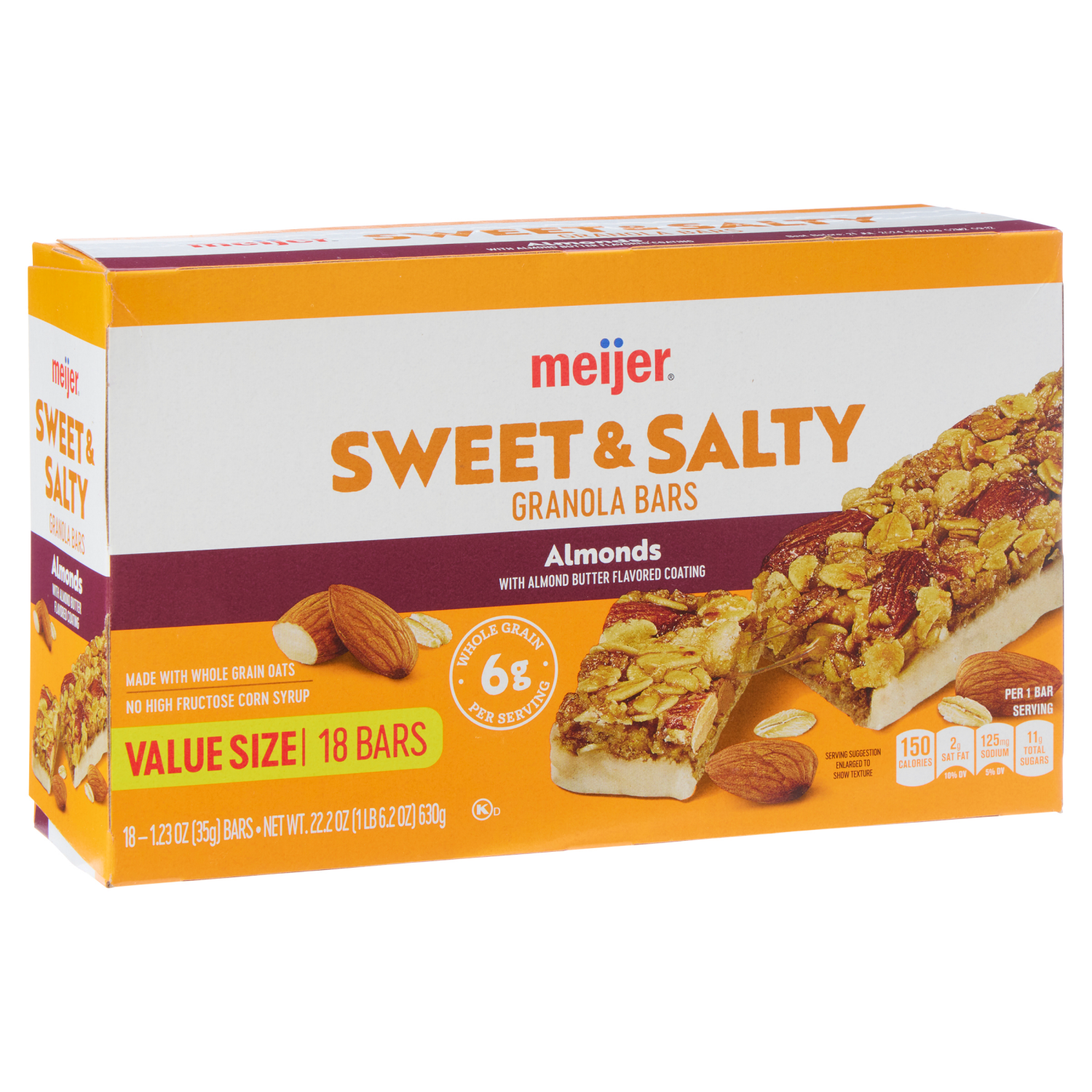 slide 3 of 3, Meijer Sweet & Salty Almond Granola Bars, 18 ct