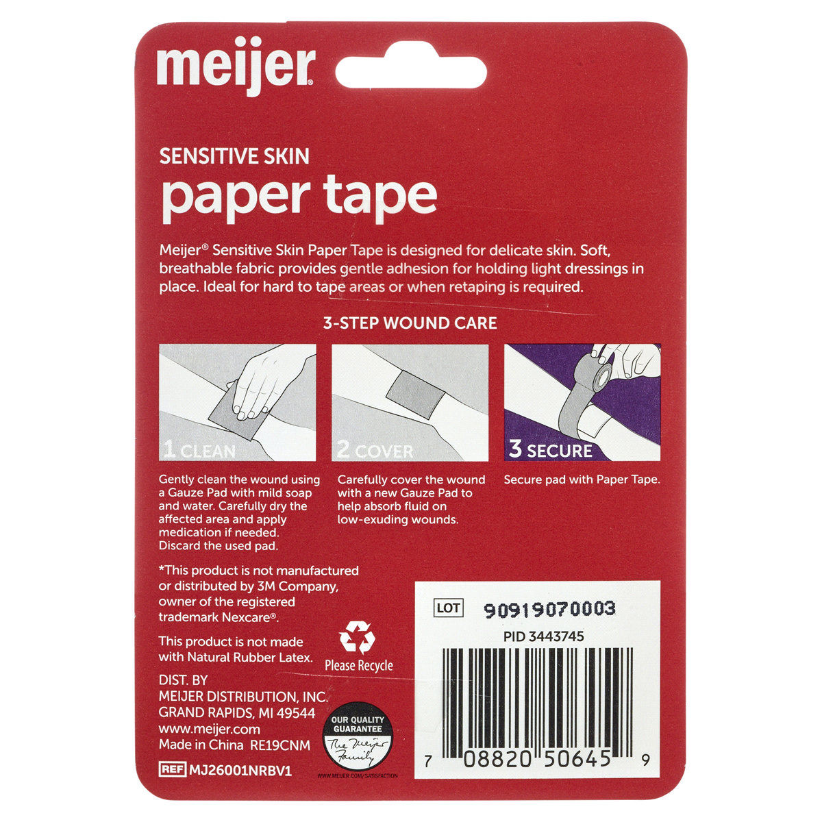 Meijer Sensitive Skin Paper Tape, 1 X 10 Yards