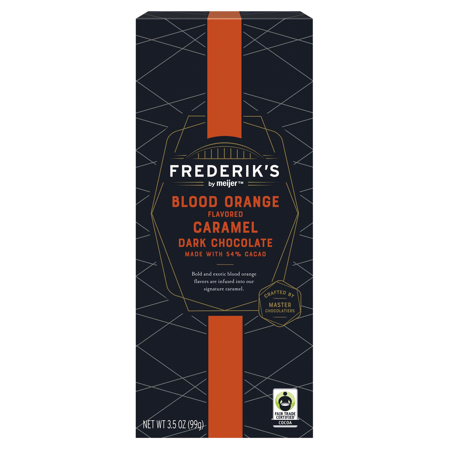 slide 1 of 5, FREDERIKS BY MEIJER Frederik's by Meijer Blood Orange Flavored Caramel Dark Chocolate, 2.5 oz