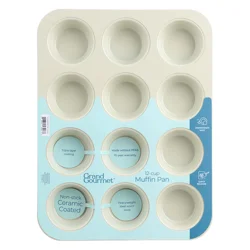 Grand Gourmet Structured Silicone 12-Cup Muffin Pan (Cream)