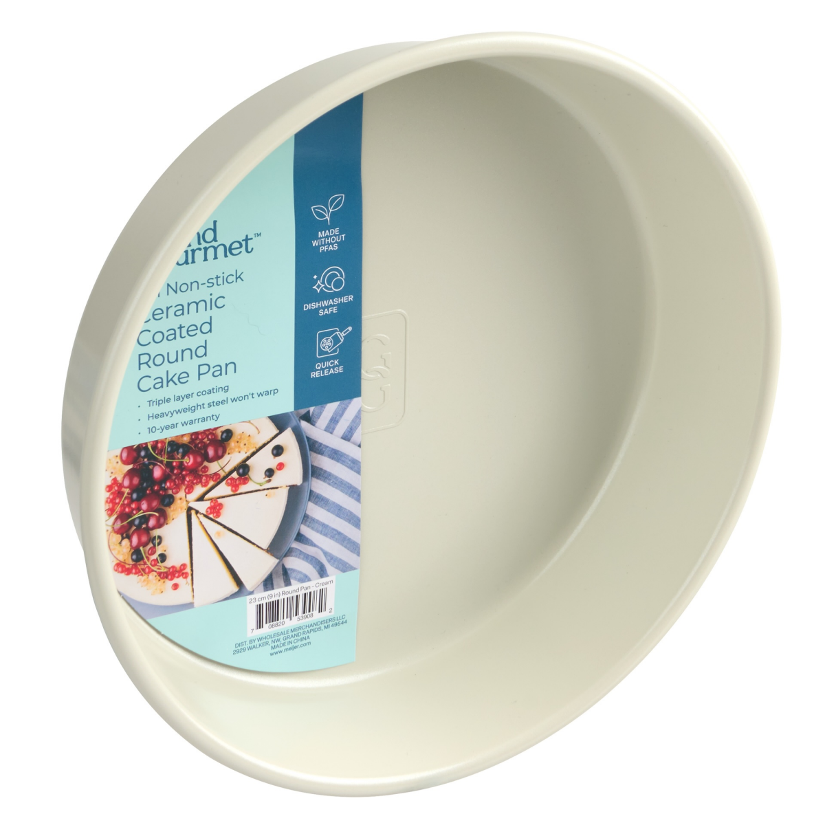 slide 2 of 2, Grand Gourmet Non-Stick Ceramic Coated 9in Round Cake Pan (Cream), 9 in