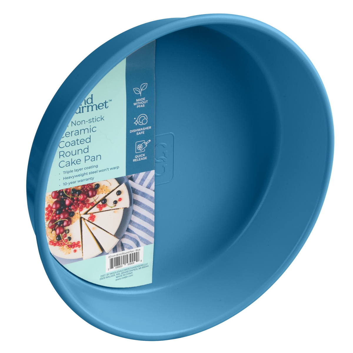 slide 2 of 2, Grand Gourmet Non-Stick Ceramic Coated 9in Round Cake Pan (Light Blue), 9 in